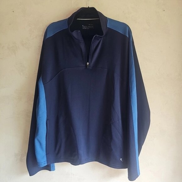 Men's Tek Gear Blue/Navy Long Sleeve Quarter Zip Polyester Pullover-Size: XL - Picture 1 of 6